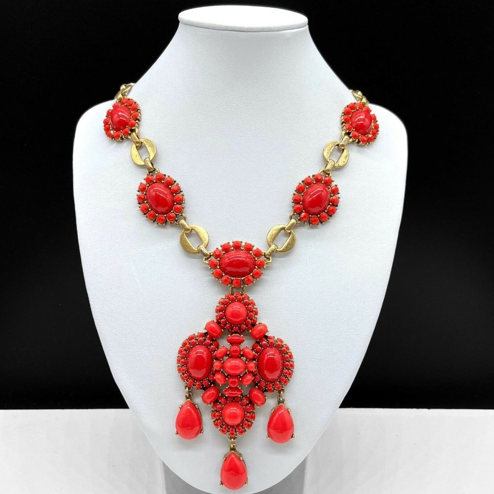 Stella & Dot Red Statement Bib Necklace